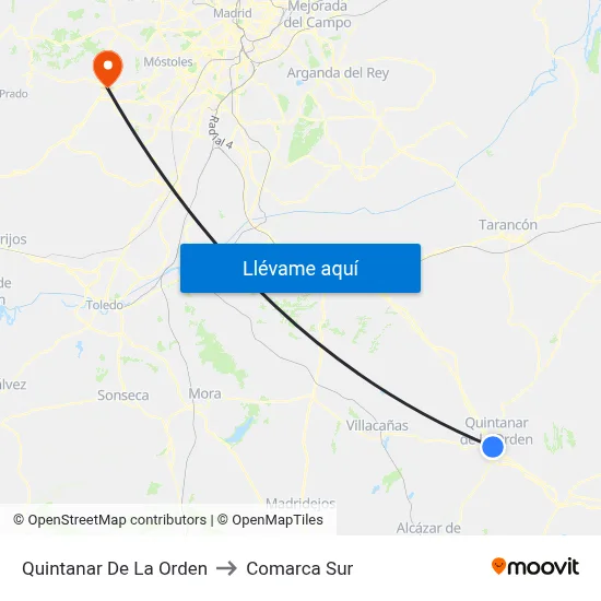Quintanar De La Orden to Comarca Sur map
