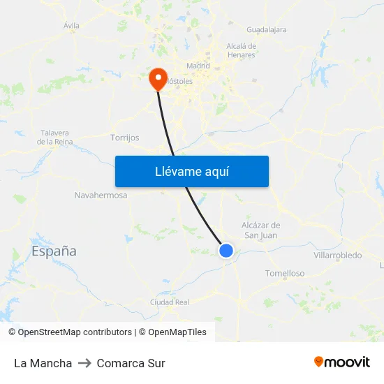 La Mancha to Comarca Sur map