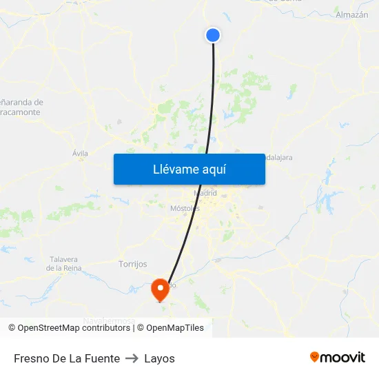 Fresno De La Fuente to Layos map