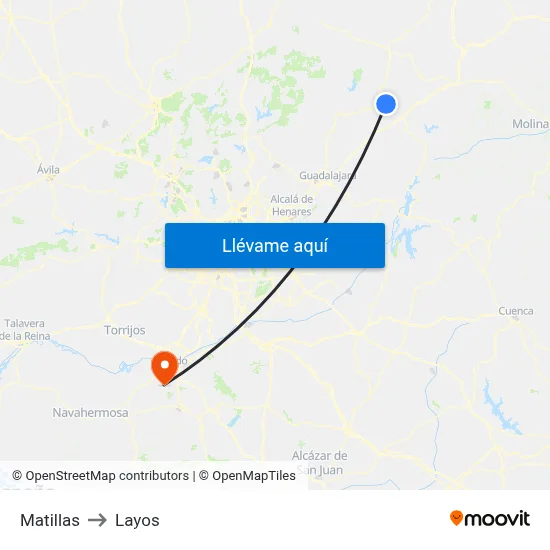 Matillas to Layos map