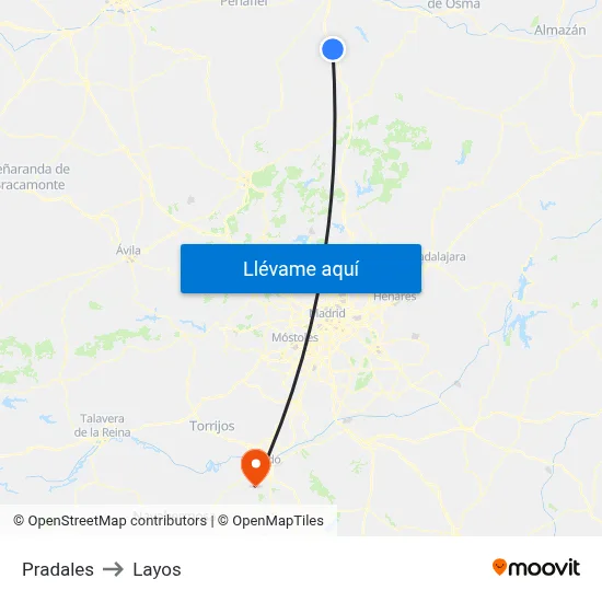 Pradales to Layos map