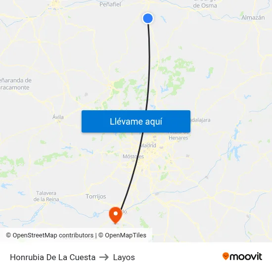 Honrubia De La Cuesta to Layos map