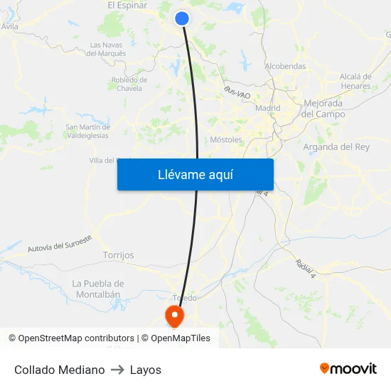Collado Mediano to Layos map