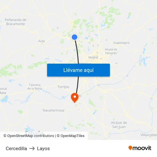 Cercedilla to Layos map