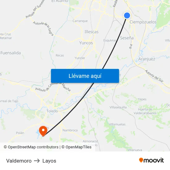 Valdemoro to Layos map