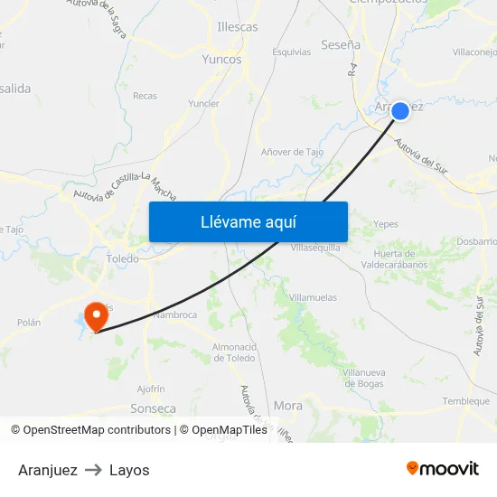 Aranjuez to Layos map