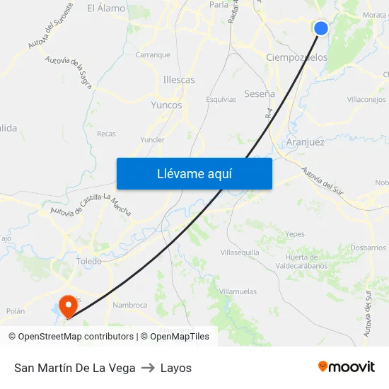 San Martín De La Vega to Layos map