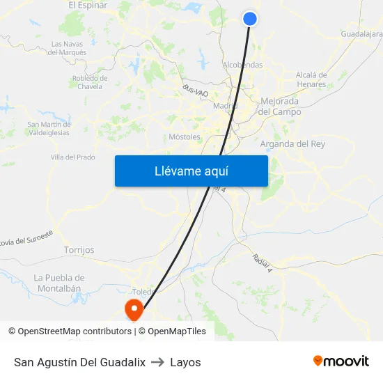 San Agustín Del Guadalix to Layos map