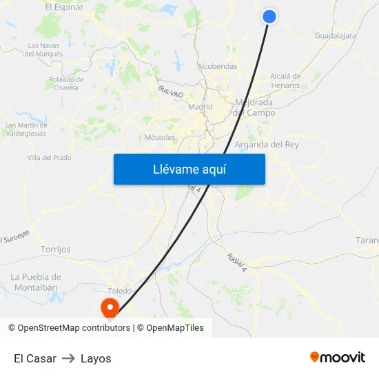 El Casar to Layos map