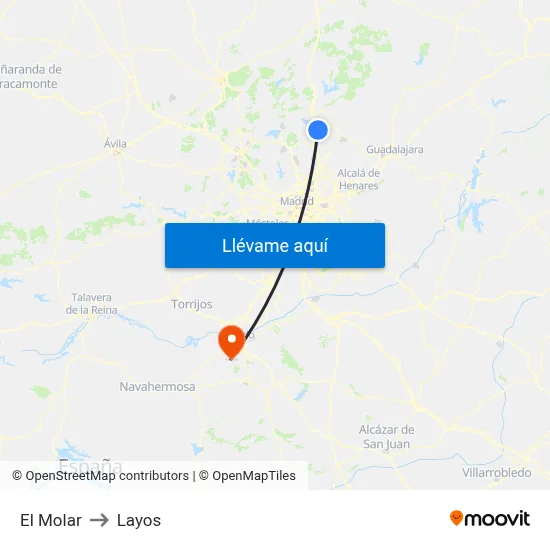 El Molar to Layos map