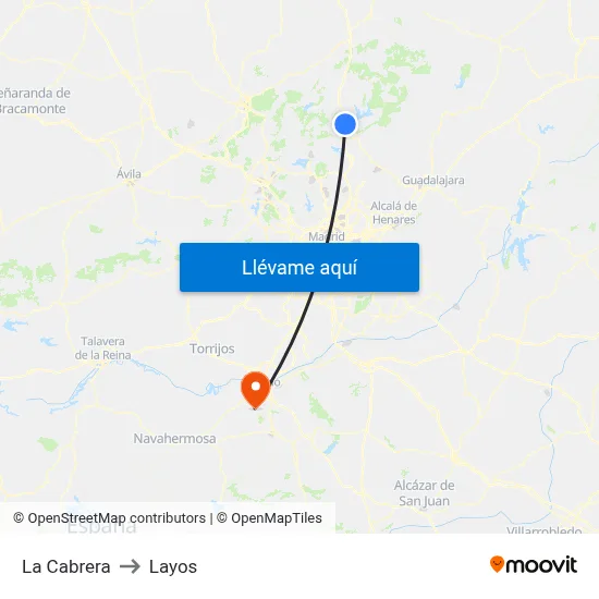 La Cabrera to Layos map