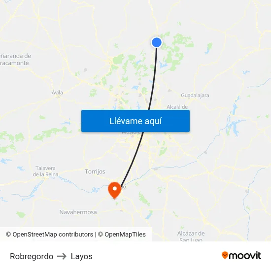 Robregordo to Layos map