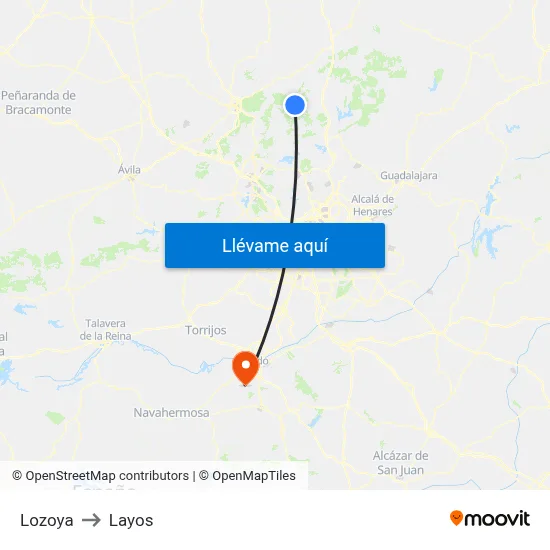 Lozoya to Layos map
