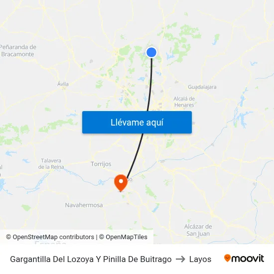 Gargantilla Del Lozoya Y Pinilla De Buitrago to Layos map
