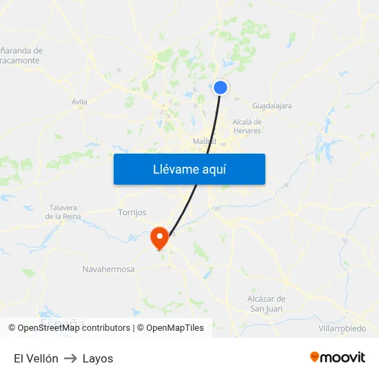 El Vellón to Layos map