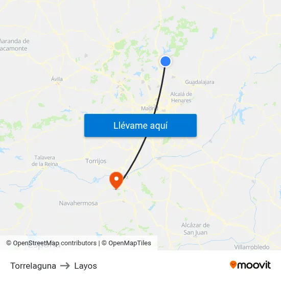 Torrelaguna to Layos map