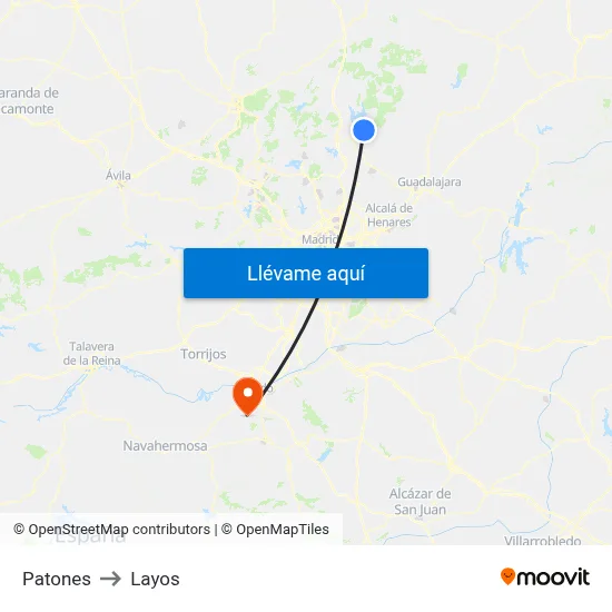 Patones to Layos map