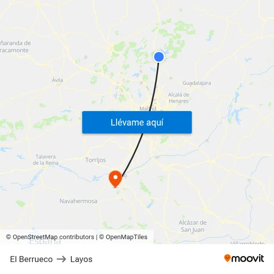 El Berrueco to Layos map