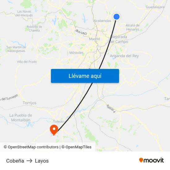 Cobeña to Layos map