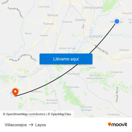 Villaconejos to Layos map