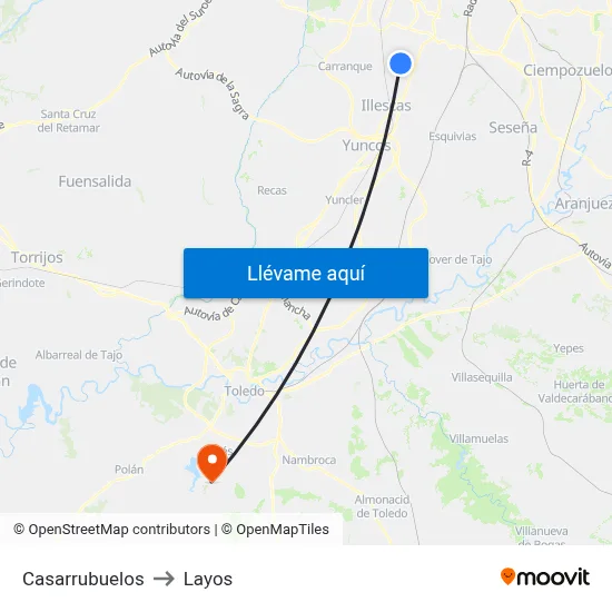 Casarrubuelos to Layos map