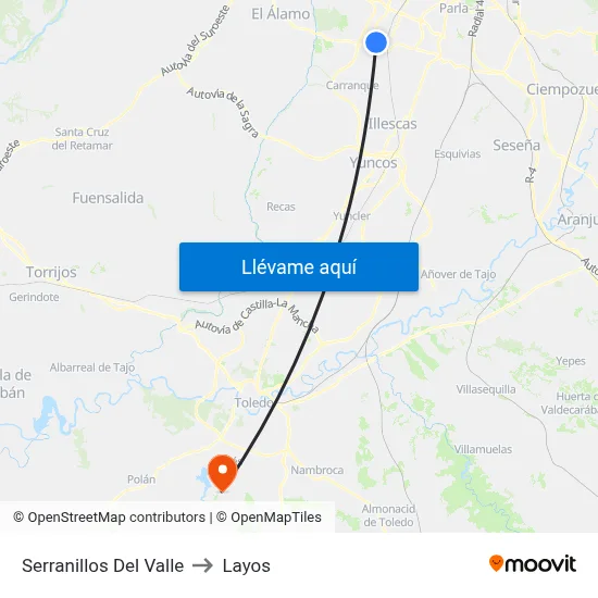 Serranillos Del Valle to Layos map