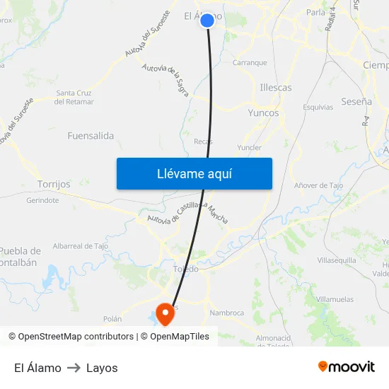 El Álamo to Layos map