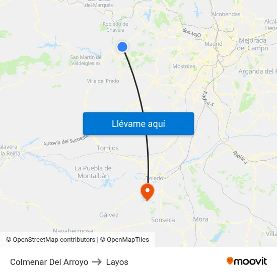 Colmenar Del Arroyo to Layos map