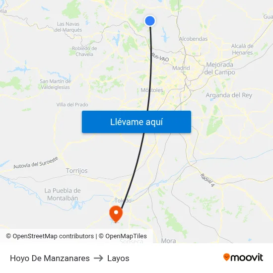 Hoyo De Manzanares to Layos map