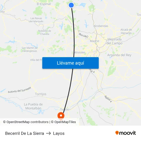 Becerril De La Sierra to Layos map