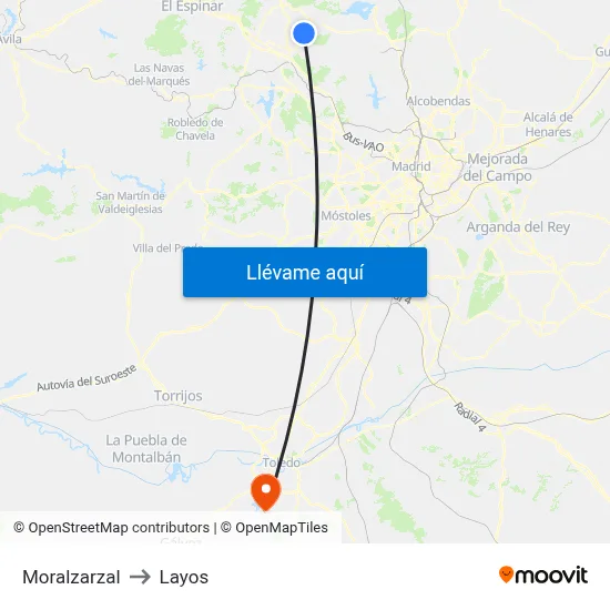 Moralzarzal to Layos map