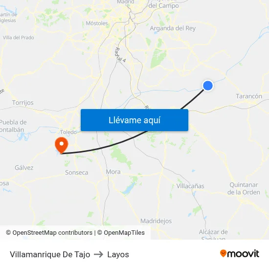 Villamanrique De Tajo to Layos map