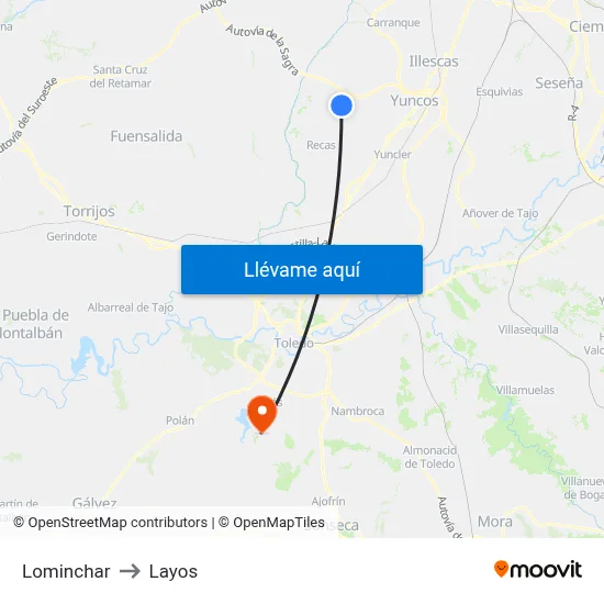 Lominchar to Layos map