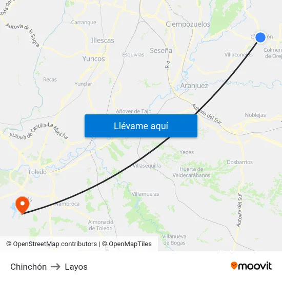Chinchón to Layos map