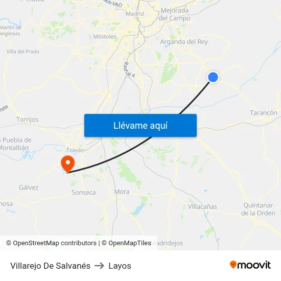 Villarejo De Salvanés to Layos map