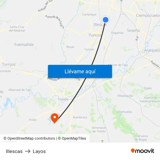 Illescas to Layos map