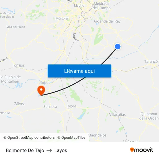 Belmonte De Tajo to Layos map