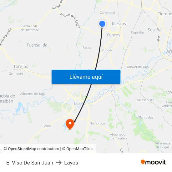 El Viso De San Juan to Layos map