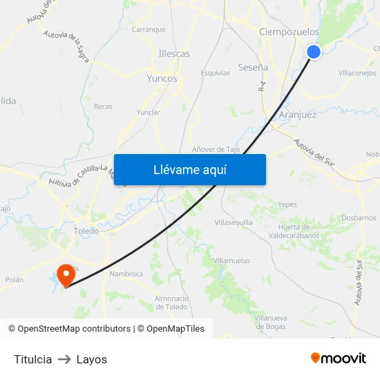 Titulcia to Layos map