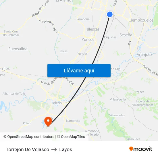Torrejón De Velasco to Layos map