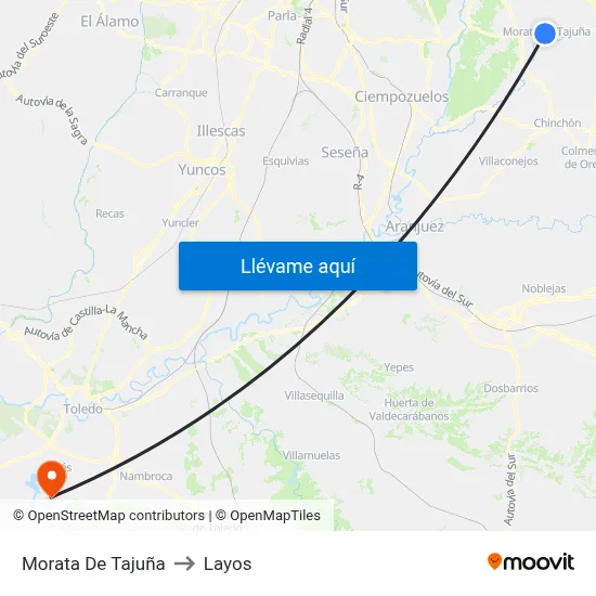 Morata De Tajuña to Layos map
