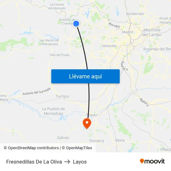 Fresnedillas De La Oliva to Layos map