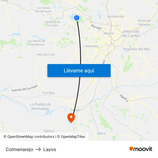 Colmenarejo to Layos map