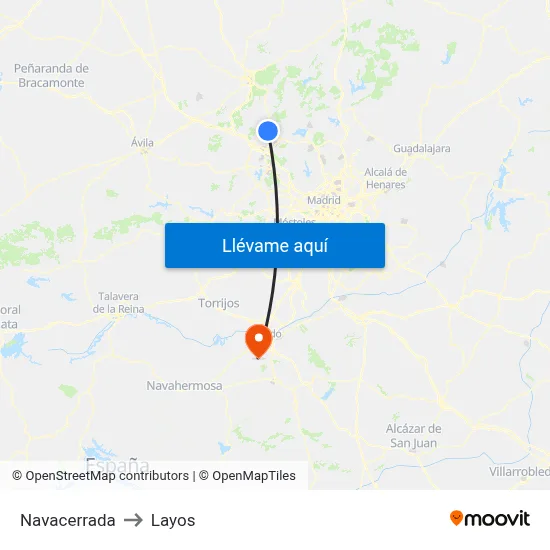Navacerrada to Layos map