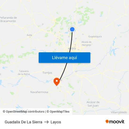 Guadalix De La Sierra to Layos map