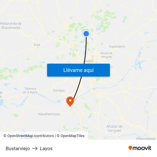 Bustarviejo to Layos map