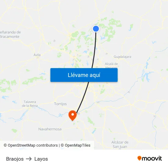 Braojos to Layos map