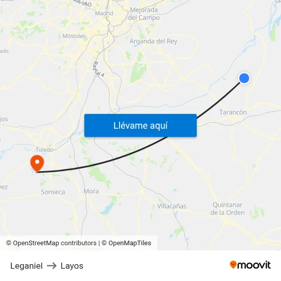 Leganiel to Layos map