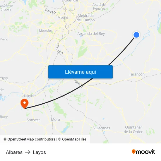 Albares to Layos map