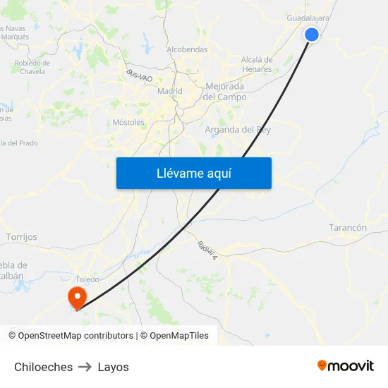 Chiloeches to Layos map